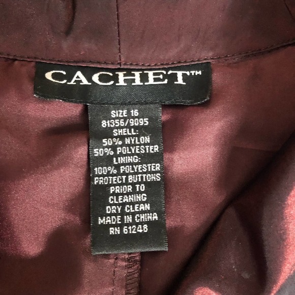 Vintage Cachet Cocktail Jacket Women's Size 16 Cranberry Rhinestone Buttons - Picture 11 of 12